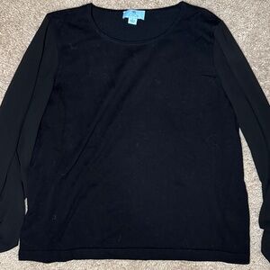 CeCe Black Crew Neck Knit Tee